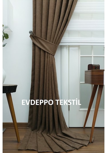 Taç Soft Kahve Fon Perde Kahverengi