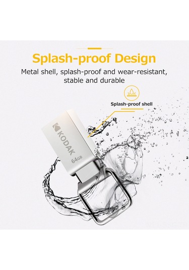 Springsun Kodak K112 Usb 2.0 Metal Usb Bellek 64gb - Su Geçirmez, Çarpıma Dayanıklı, Araç Uyumlu, Hızlı Veri Transferi, Gümüş Renk