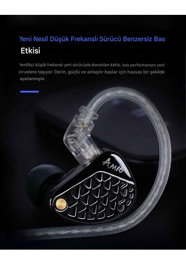 Kz Am16 16 Sürücü Profesyonel Hi-fi Iem Kulak İçi Kulaklık Bass Versiyon Am16