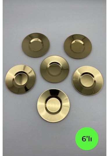 6'lı Gold Paslanmaz Çelik Çay Tabağı Seti Pasct01 Gold