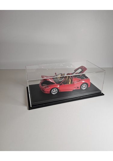 1:18 Model Araçlar İçin Siyah Deri Tabanlı Pleksi Case