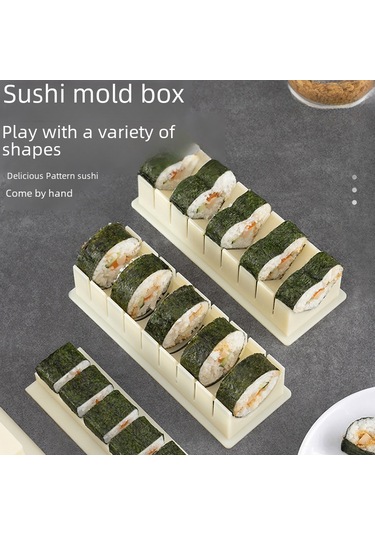 Youmex 3'lü Beyaz Küçük Kare Sushi Kalıbı Seti - Evde Profesyonel Sushi Şekilleri İçin Dayanıklı Plastik Aletler Beyaz