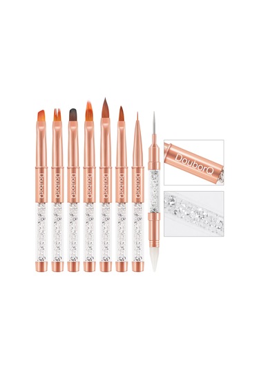 Vkemall 8 Uçlu Roz Altın Tırnak Fırçası - Profesyonel Manikür Ve Dıy Tasarım Aracı