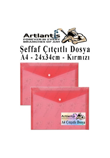 Kırmızı A4 Çıtçıtlı Dosya Şeffaf Renkli Zarf Dosya 2 Adet Çıt Çıtlı Dosya Su Geçirmez 100 Yaprak Kapasite