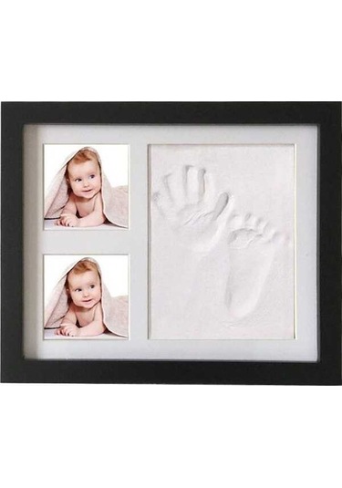 Tongxida Ahşap Üç Çerçeveli Bebek Elleri Ve Ayakları Çamur Baskılı Kapaklı Siyah Fotoğraf Çerçevesi
