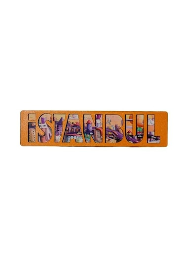 İstanbul Temalı Ahşap Magnet Turuncu