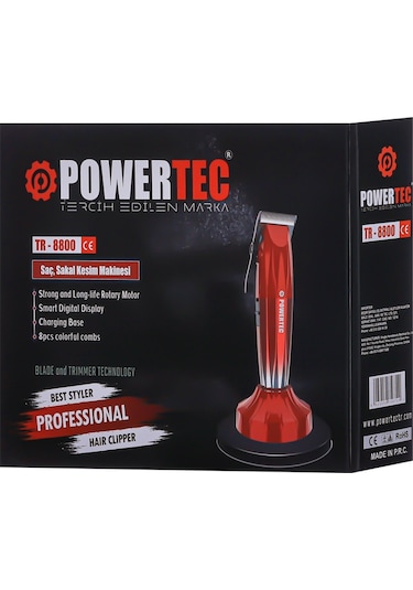 Powertec TR-8800 Saç Sakal Tıraş Makinesi Kırmızı