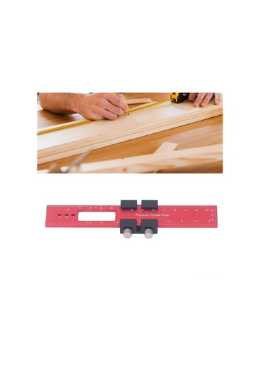 Symbee Alüminyum Ahşapçılık Cetveli 160mm, Kaydırmalı Durdurucu, Keskin Ölçekler, Hassas İşleme, Tahta İşleme Araçları