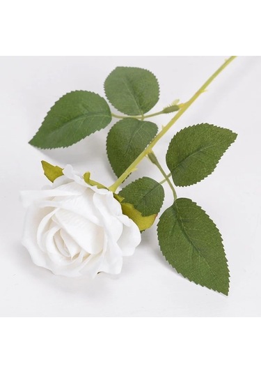 Yapay Gül Dalı Kadife 50 Cm Beyaz Beyaz