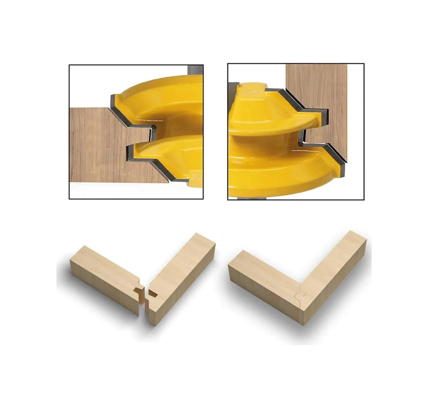 Hombey Ahşap Panel İçin 3'lü Set: 45 Derece Konşekür Bıçağı, Dilimleme Ve Birleştirme - 1/4 İnç Saplı Yg8 Alaşımlı Uç