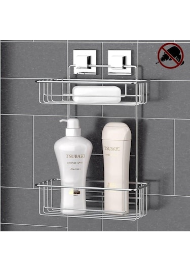 Geseus Yapışkanlı Iki Katlı Krom Banyo Rafı Ef256 Çok Renkli