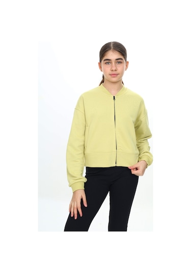 Toontoy Kız Çocuk Fermuarlı Hırka Yeşil