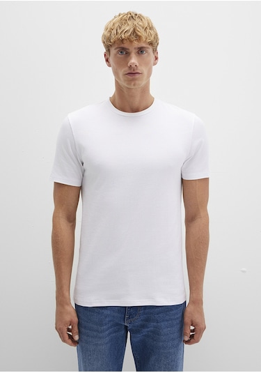 Mavi - Beyaz Basic Tişört 061747-620-Beyaz