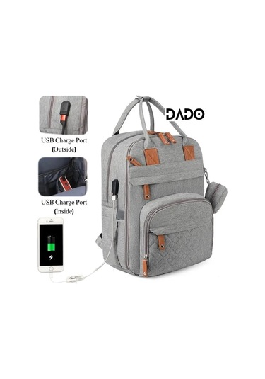 Jialan Bebek Bezi Çantası Sırt Çantası Bebek Essentials Seyahat Gri