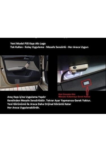 OtoÇizgi Skoda Pilli Yapıştırmalı Kapı Altı Led Hayalet Logo Mesafe Sensör N11.8974 OtoÇizgi
