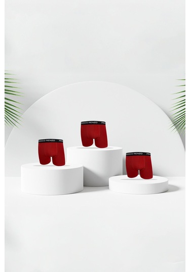 Franco Renzo Erkek 3 Lü Premium Kutu Likralı Boxer Kırmızı