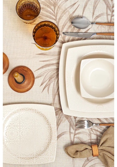 Karaca  Square Bone Royal Lace 24 Parça 6 Kişilik Yemek Takımı