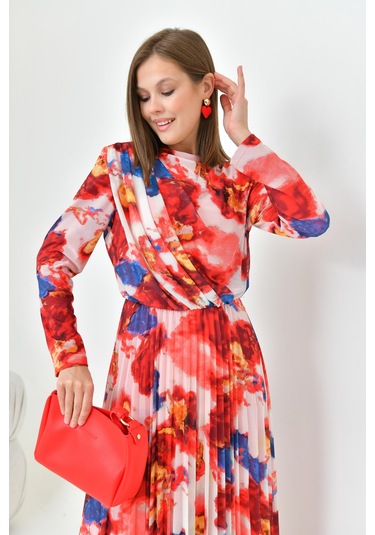 Ftz Women Kadın Desenli Elbise Mercan 30842-Mercan