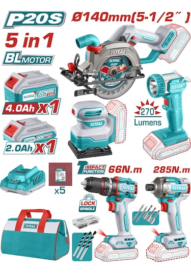 Total TOSLI241081E Daire Testere + Zımpara + Darbeli Vidalama Set