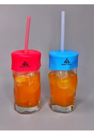 Partycap Bardağa Takılan, Yaylanabilir, Pipetli Silikon Kapak 218923794