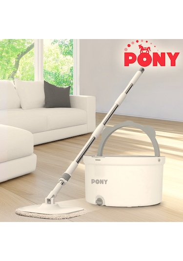 Pony Beyaz Temiz & Kirli Suyu Ayırma Özelliği Otomatik Temizlik Seti Mop Paspas