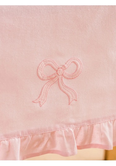 Pembe Fiyonk Nakışlı Fırfır Detaylı Runner 45x150 Cm