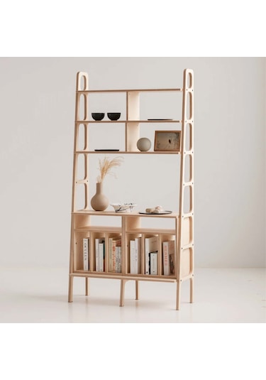 Woodesk Ocean, Ahşap Kitaplık Ve Raf Ünitesi, Natural Renk