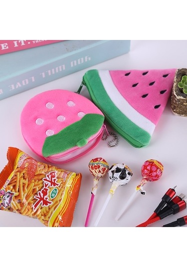 Maoyaya Kore Versiyonu Karikatür Meyve Şekli Peluş Değişim Anahtar Çantası Pembe-çilek, Renkli Balon Tasarımı, Pembe-çilek Pembe