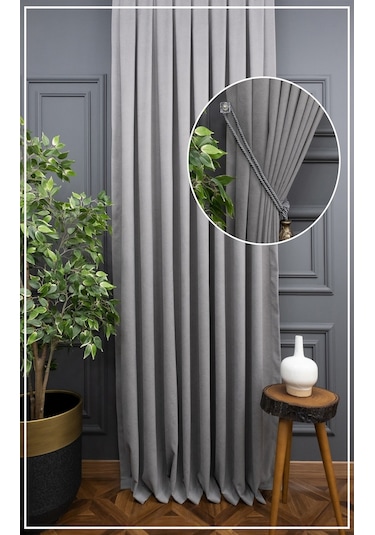 Evdepo Home Gri Fon Perde Tek Kanat (539795293) Gri