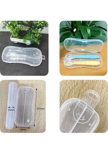 Jojobebek Kaşık Çatal Seti, Ergonomik Kısa Saplı Silikon, Paslanmaz Çelik Uçlu, Saklama Kutulu, 9-24 Ay / Gri