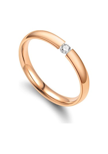 Gül Altın Moda Açık Çift Yüzükler Mikro Zirkon Yüzükler Basit Paslanmaz Çelik Yüzük 7 Çok Renkli