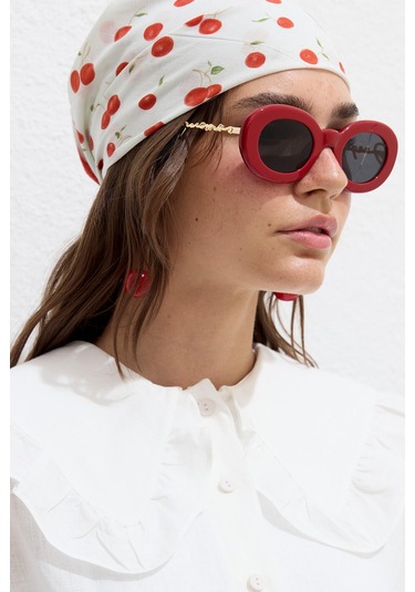 Manuka Desenli Pamuklu Fular Cherry Çok Renkli