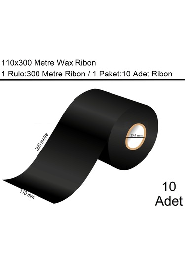 110x300 Wax Ribon En:110 Mm Boy:300 Metre 10 Adet 10