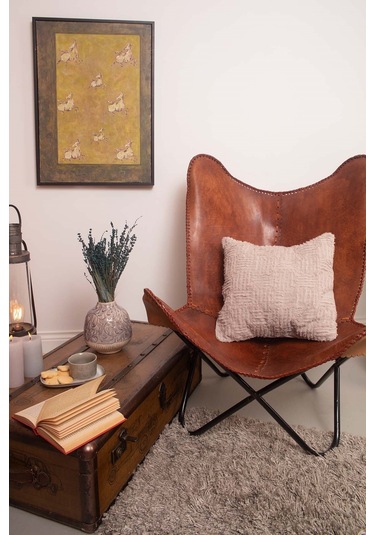 Peraluna Foam Pıllow Şifon Şerit Triko Yastık Kılıfı 45x45 Cm Bej - Bej