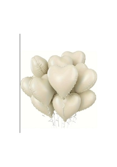 3 Adet Kalp Folyo Balon Bej 18 Inc Çok Renkli