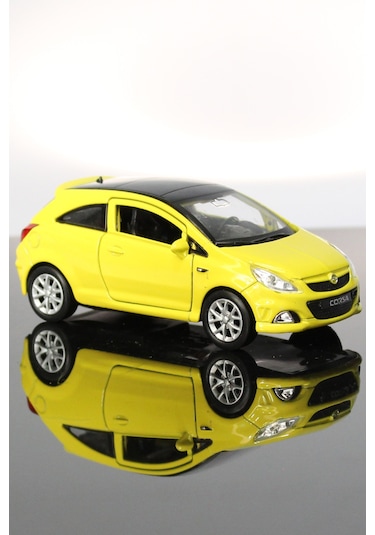 Toyaş Opel Corsa OPC Sarı Çek Bırak Metal Model Oyuncak Araba 11 cm