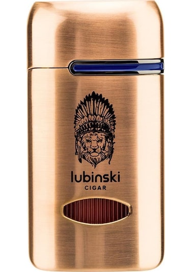 Lubinski Lion Kapaklı Delicili Tek Torch Puro Çakmağı Gold
