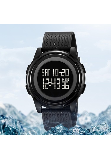 Youmex Erkek Spor Elektronik Saat - 50m Su Geçirmez, Zamanlayıcı, Alarm, Led Işık, Tpu Kordon - Siyah Diğer