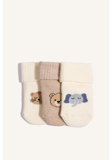 Defacto Erkek Bebek Kaydırmaz Taban 3lü Pamuklu Uzun Çorap F6714a5nskr1 Çok Renkli-kr1