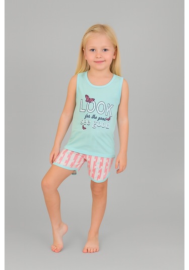 Kız Çocuk 3'lü %100 Pamuklu 1-2-3 Yaş Pijama Takımı Model:130 Çok Renkli