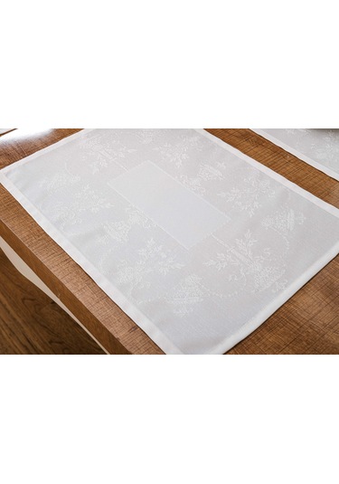 Finezza Ayda Jakar Polyester Kumaş Krem Amerikan Servis 33,5x46 cm Gri 4 Ad-1387 Krem