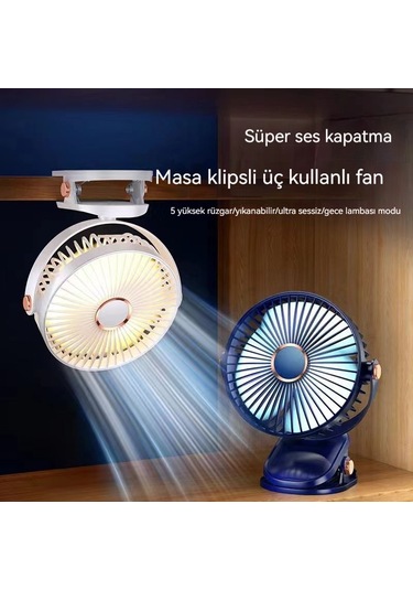 Relaxed Taşınabilir Klips Tipi Sessiz Şarj Edilebilir Yeni Küçük Fan-mor
