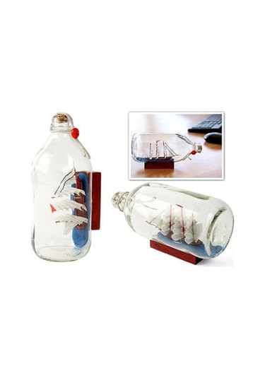 Büyük Boy Cam Şişe İçerisinde Gemi Biblosu 19-9 Cm Dekoratif Hediyelik Gemi Maketi Kabasakal Gemi