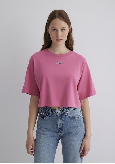 Mavi - Mavi Logo Baskılı Pembe Tişört 1611585-84670 Pembe