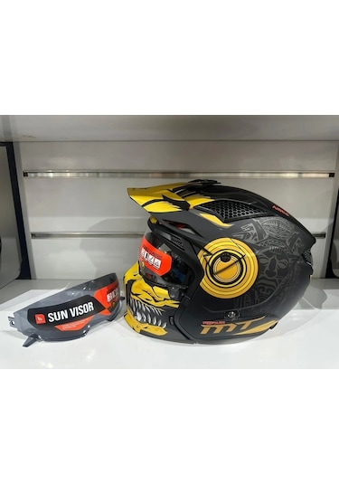 Mt Helmets Streetfıghter Sv Aztec B3 Motosiket Kaskı Sarı - Siyah