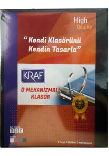 Kraf 2 Halkalı D Mekanizmalı Geniş Klasör A4 Siyah 700 Sayfa Kapasiteli 50 Li Paket Siyah