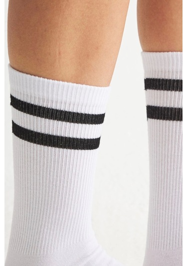 Bambu Kadın Beyaz Kaydırmaz Taban Silikon Baskı Yoga Fitness Pilates Bale Dans Tenis Çorabı Çok Renkli