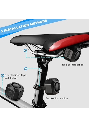 Happychildhood Usb Şarj Edilebilir Bisiklet Alarmı, Uzaktan Kumandalı, 110db Yüksek Sesle Kablosuz Hırsızlığa Karşı Titreşim Hareket Sensörü Araç Güvenlik Alarmı