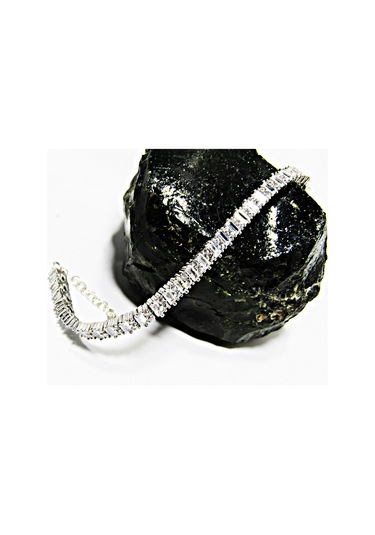 Lilahgümüştr Gümüş Su Yolu Baget Taşlı Kadın Bileklik