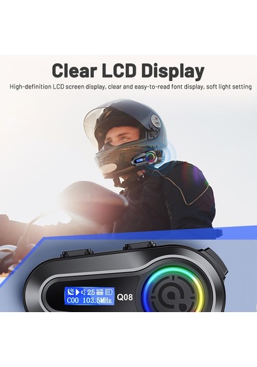 Motosiklet İntercom Üniversal Tüm Kasklara Uygun Işıklı Mod Motor 5.3 Bluetooth